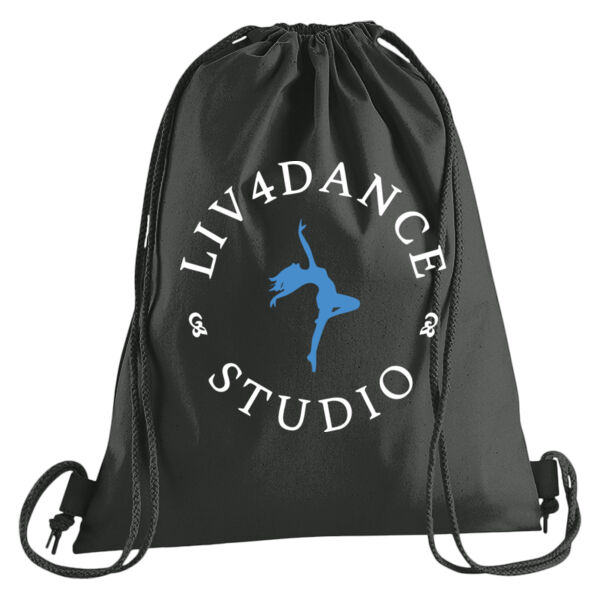 Liv4Dance Logo (White) - Westford Mill Premium Cotton Gymsac Thumbnail
